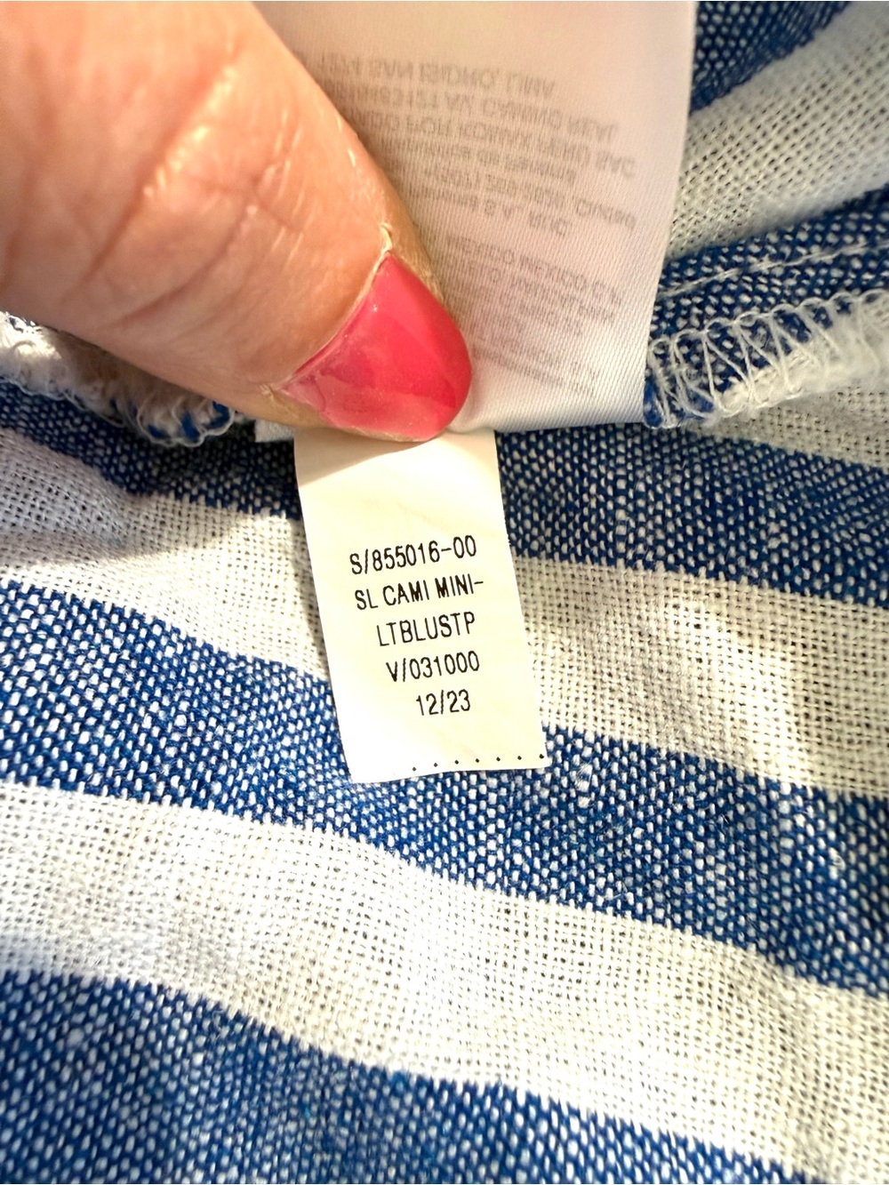 Old Navy Blue Striped Linen Blend Fit & Flare Cami Mini Dress with Pockets M EUC - Picture 13 of 16